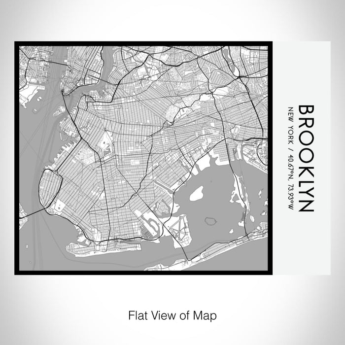 Rendered View of Brooklyn New York Map on 20oz Stainless Steel Insulated Bottle with Bamboo Top with printed classic style map