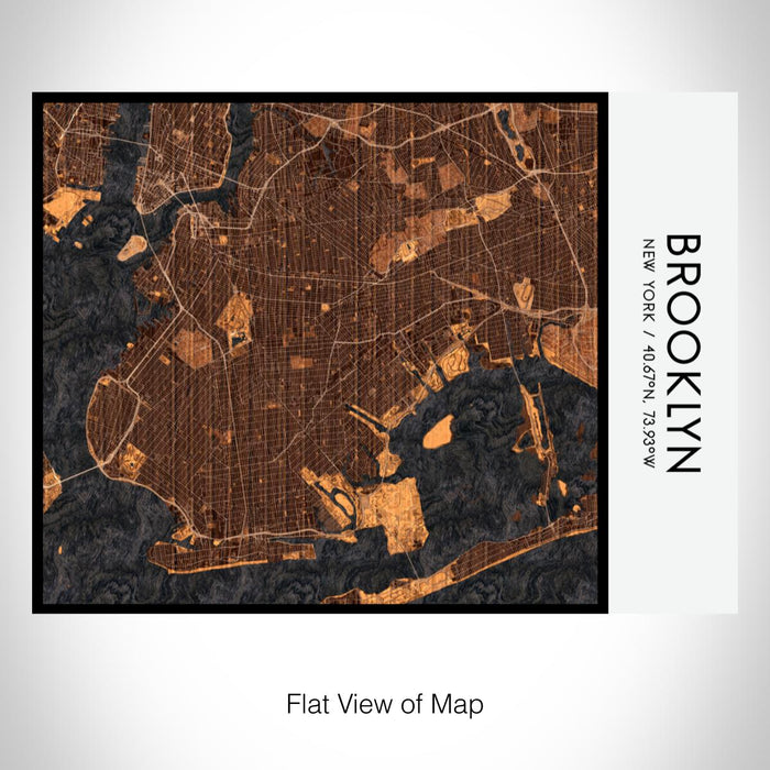 Rendered View of Brooklyn New York Map on 20oz Stainless Steel Insulated Bottle with Bamboo Top with printed ember style map