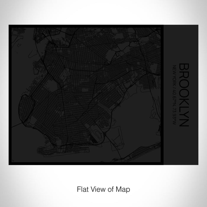 Rendered View of Brooklyn New York Map on 20oz Stainless Steel Insulated Bottle with Bamboo Top in Matte Black with printed Tactile Lines Map in Black