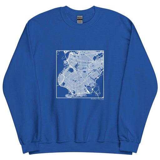Brooklyn New York  Map Unisex Crewneck Sweater with City inscription in Royal Blue