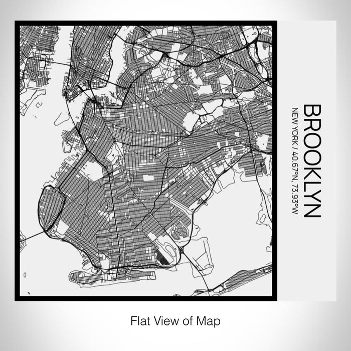 Rendered View of Brooklyn New York Map on 17oz Stainless Steel Insulated Tumbler in Matte White with Tactile Lines