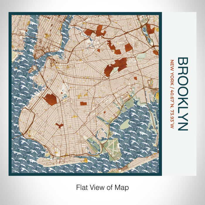 Rendered View of Brooklyn New York Map on 17oz Stainless Steel Insulated Tumbler in Woodblock Map Style