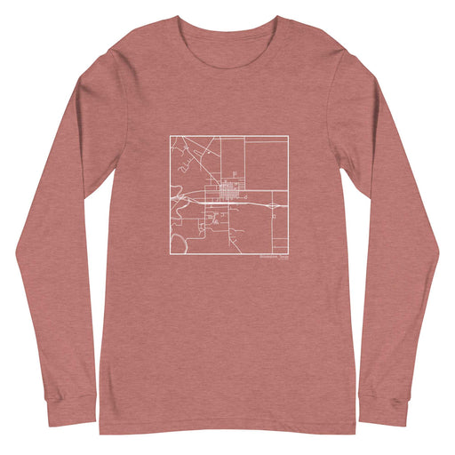 Brookshire Texas  Map Unisex Long-Sleeve T-shirt with City inscription in Heather Mauve