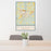 24x36 Brookville Pennsylvania Map Print Portrait Orientation in Woodblock Style Behind 2 Chairs Table and Potted Plant