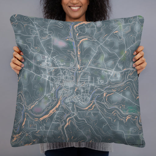 Person holding 22x22 Custom Brookville Pennsylvania Map Throw Pillow in Afternoon