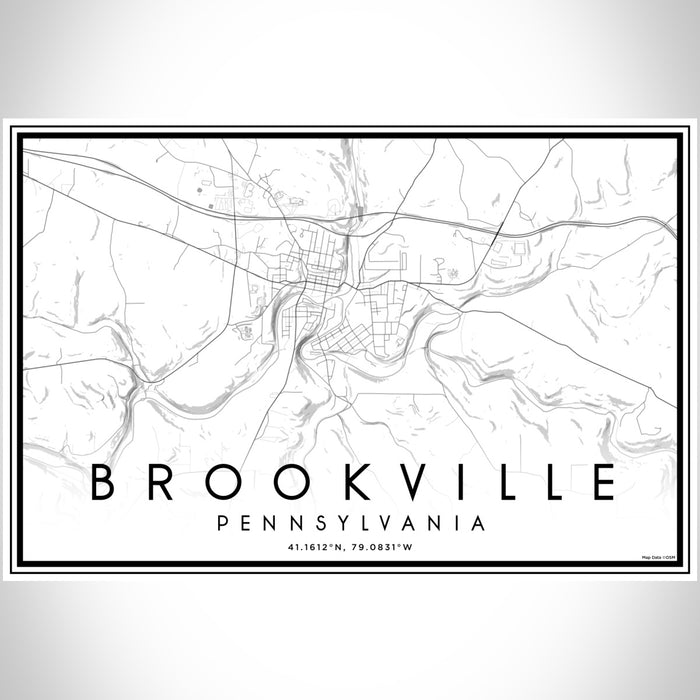 Brookville Pennsylvania Map Print Landscape Orientation in Classic Style With Shaded Background