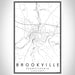 Brookville Pennsylvania Map Print Portrait Orientation in Classic Style With Shaded Background