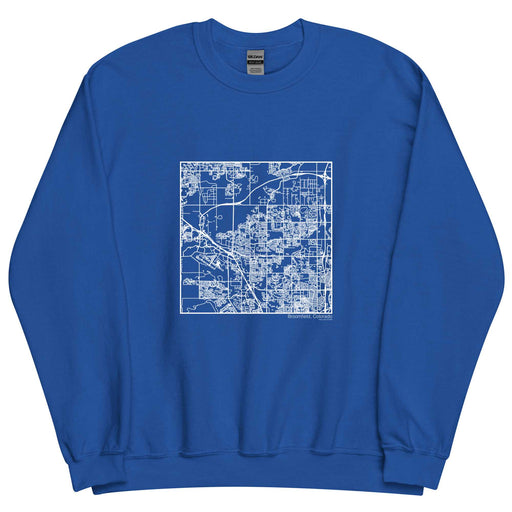 Broomfield Colorado  Map Unisex Crewneck Sweater with City inscription in Royal Blue