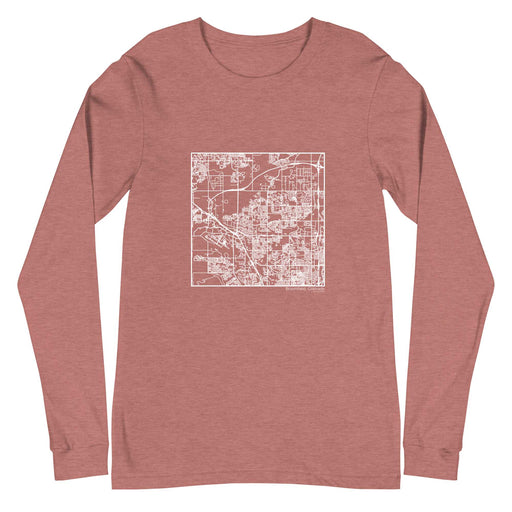 Broomfield Colorado  Map Unisex Long-Sleeve T-shirt with City inscription in Heather Mauve