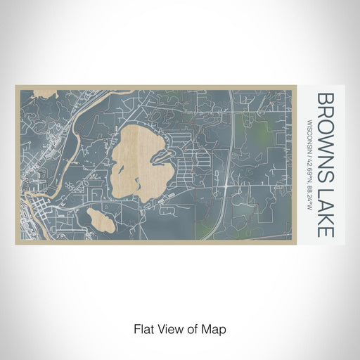 Rendered View of Browns Lake Wisconsin Map on 17oz Stainless Steel Insulated Bottle with printed afternoon style map