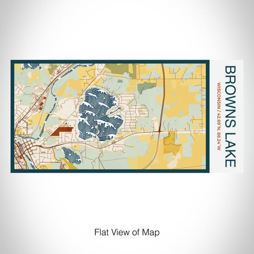 Rendered View of Browns Lake Wisconsin Map on 17oz Stainless Steel Insulated Bottle with printed woodblock style map