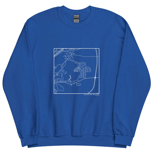 Browns Lake Wisconsin  Map Unisex Crewneck Sweater with City inscription in Royal Blue