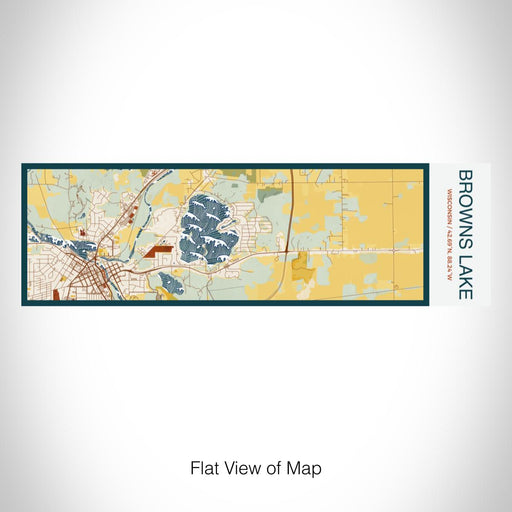 Rendered View of Browns Lake Wisconsin Map on 10oz Stainless Steel Insulated Cup in Woodblock with Sliding Lid