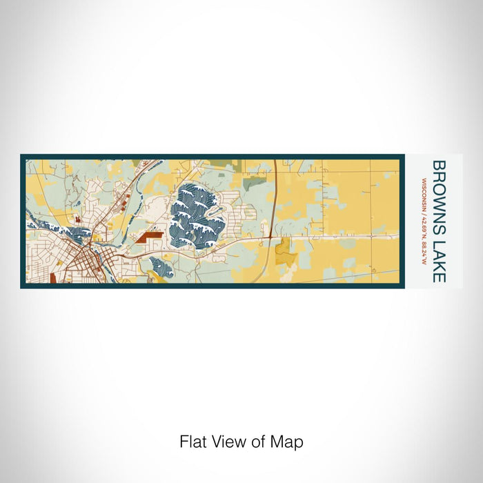 Rendered View of Browns Lake Wisconsin Map on 10oz Stainless Steel Insulated Cup in Woodblock with Sliding Lid