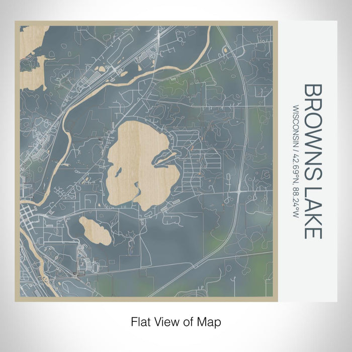 Rendered View of Browns Lake Wisconsin Map on 17oz Stainless Steel Insulated Tumbler in Afternoon Map Style