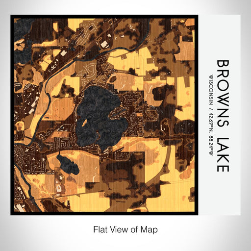 Rendered View of Browns Lake Wisconsin Map on 17oz Stainless Steel Insulated Tumbler in Ember Map Style