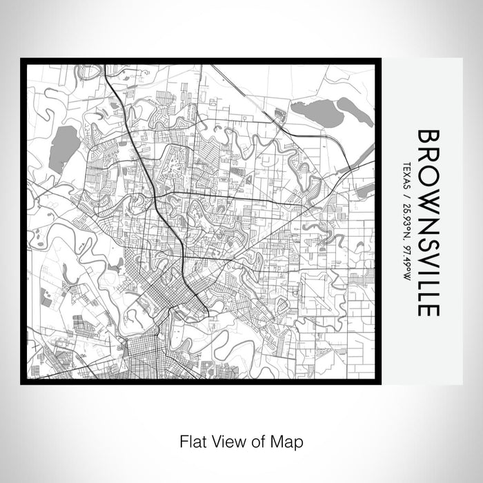 Rendered View of Brownsville Texas Map on 20oz Stainless Steel Insulated Bottle with Bamboo Top with printed classic style map