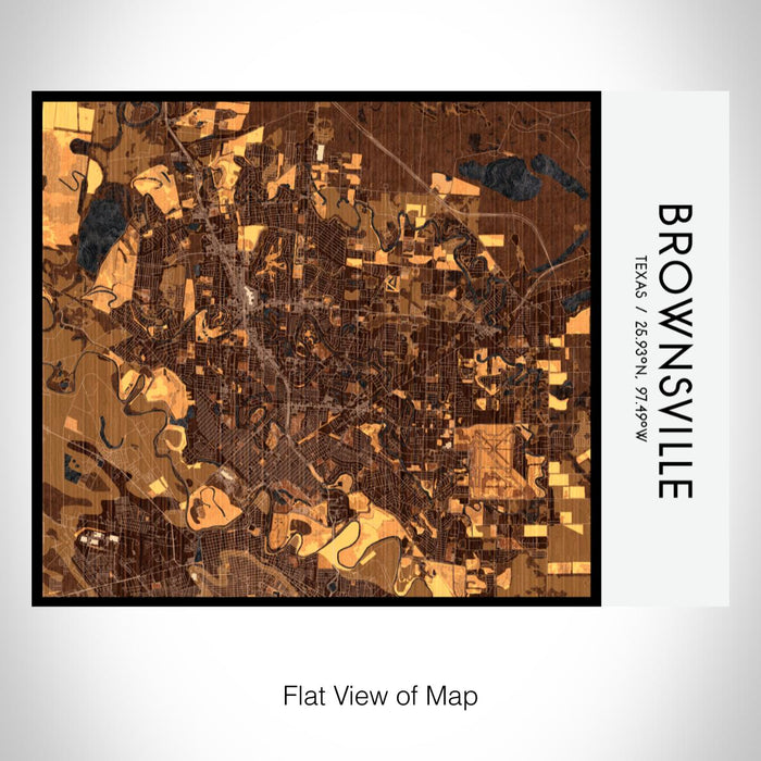 Rendered View of Brownsville Texas Map on 20oz Stainless Steel Insulated Bottle with Bamboo Top with printed ember style map