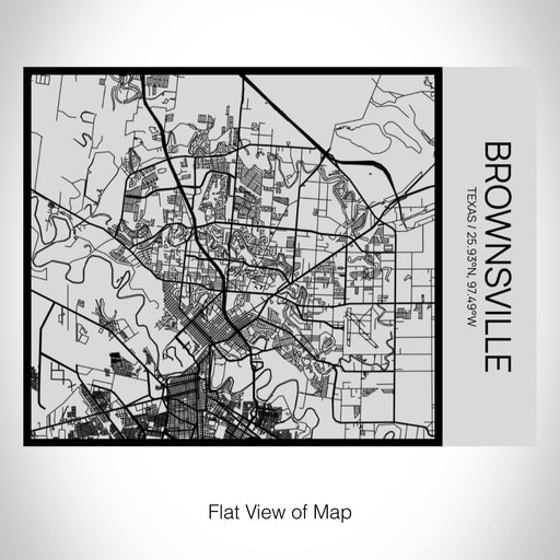 Rendered View of Brownsville Texas Map on 20oz Stainless Steel Insulated Bottle with Bamboo Top with printed Tactile Lines Map in Black