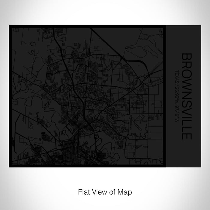 Rendered View of Brownsville Texas Map on 20oz Stainless Steel Insulated Bottle with Bamboo Top in Matte Black with printed Tactile Lines Map in Black