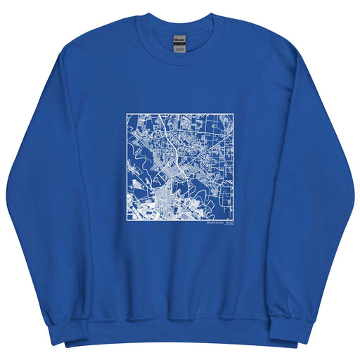Brownsville Texas  Map Unisex Crewneck Sweater with City inscription in Royal Blue