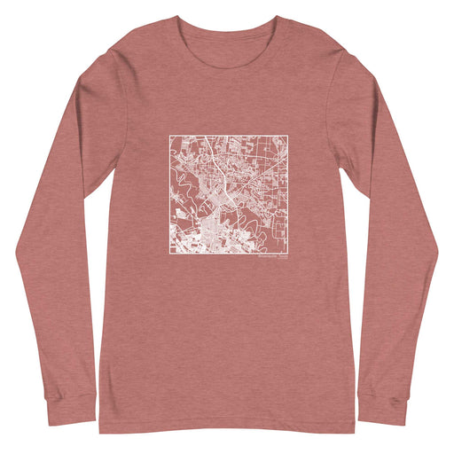 Brownsville Texas  Map Unisex Long-Sleeve T-shirt with City inscription in Heather Mauve