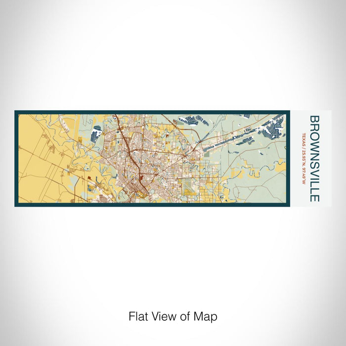 Rendered View of Brownsville Texas Map on 10oz Stainless Steel Insulated Cup in Woodblock with Sliding Lid