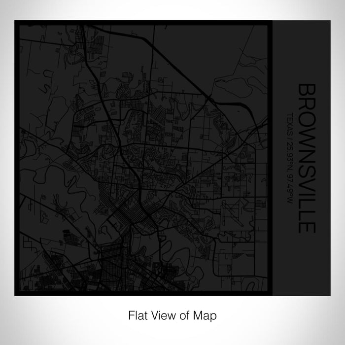 Rendered View of Brownsville Texas Map on 17oz Stainless Steel Insulated Tumbler in Matte Black with Tactile Lines