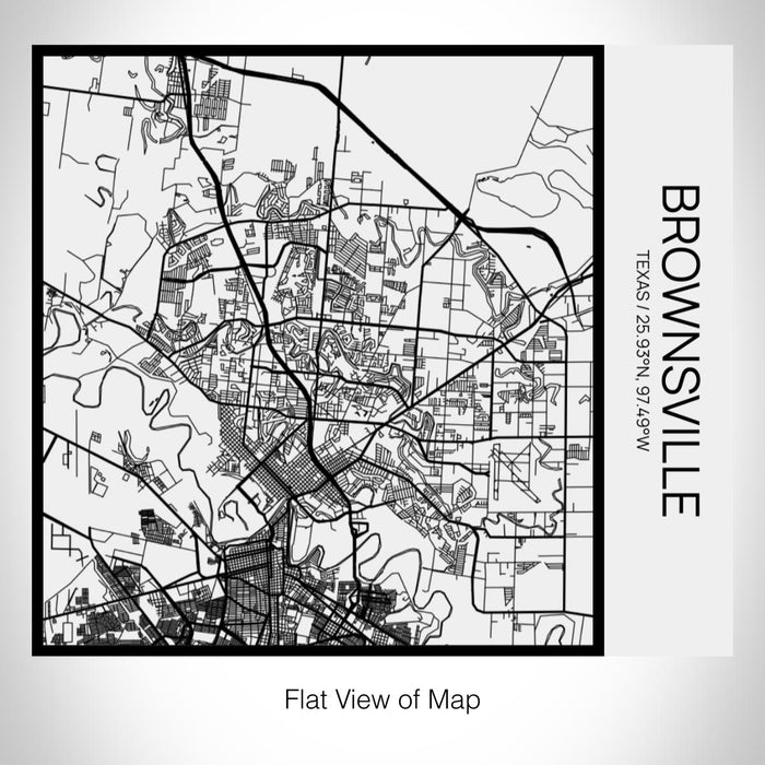 Rendered View of Brownsville Texas Map on 17oz Stainless Steel Insulated Tumbler in Matte White with Tactile Lines