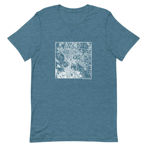 Brownsville Texas  Map Unisex T-Shirt with City inscription in Heather Teal