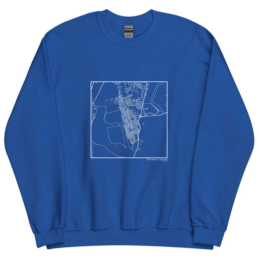 Brunswick Georgia  Map Unisex Crewneck Sweater with City inscription in Royal Blue