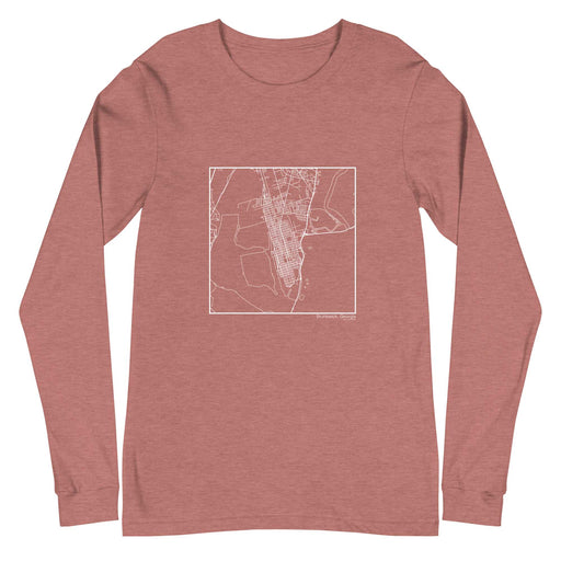 Brunswick Georgia  Map Unisex Long-Sleeve T-shirt with City inscription in Heather Mauve