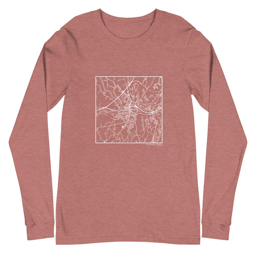 Brunswick Maine  Map Unisex Long-Sleeve T-shirt with City inscription in Heather Mauve
