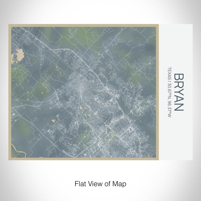 Rendered View of Bryan Texas Map on 20oz Stainless Steel Insulated Bottle with Bamboo Top with printed afternoon style map