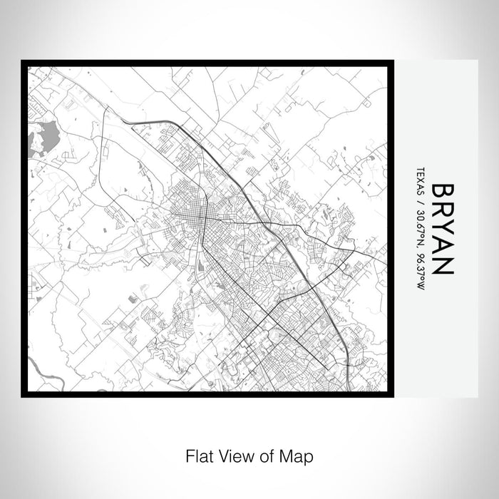 Rendered View of Bryan Texas Map on 20oz Stainless Steel Insulated Bottle with Bamboo Top with printed classic style map