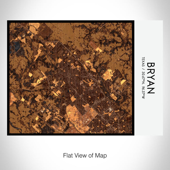 Rendered View of Bryan Texas Map on 20oz Stainless Steel Insulated Bottle with Bamboo Top with printed ember style map