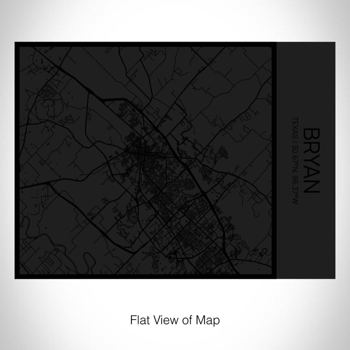 Rendered View of Bryan Texas Map on 20oz Stainless Steel Insulated Bottle with Bamboo Top in Matte Black with printed Tactile Lines Map in Black