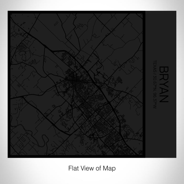 Rendered View of Bryan Texas Map on 17oz Stainless Steel Insulated Tumbler in Matte Black with Tactile Lines