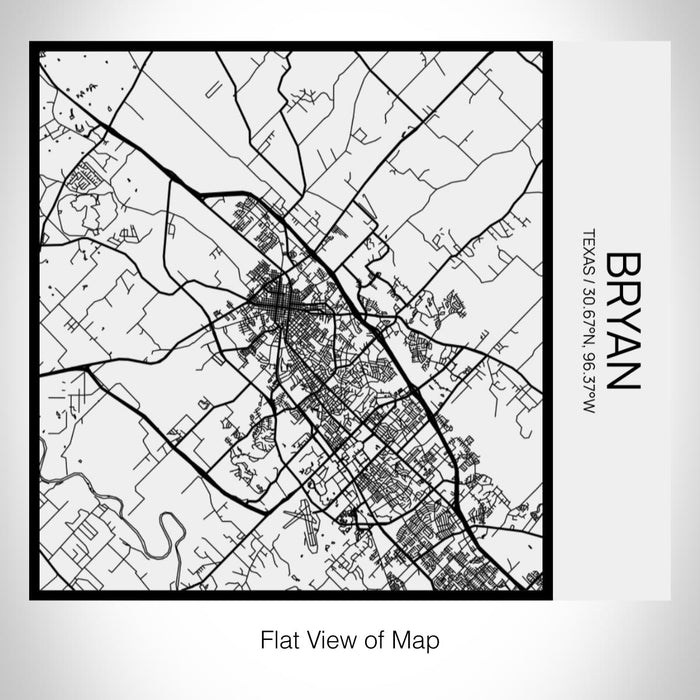 Rendered View of Bryan Texas Map on 17oz Stainless Steel Insulated Tumbler in Matte White with Tactile Lines