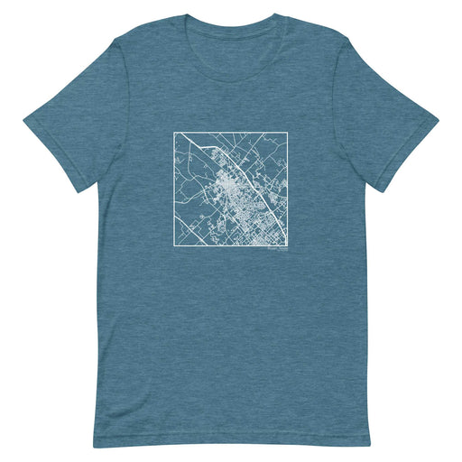 Bryan Texas  Map Unisex T-Shirt with City inscription in Heather Teal