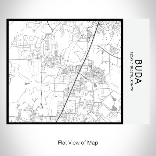 Rendered View of Buda Texas Map on 20oz Stainless Steel Insulated Bottle with Bamboo Top with printed classic style map