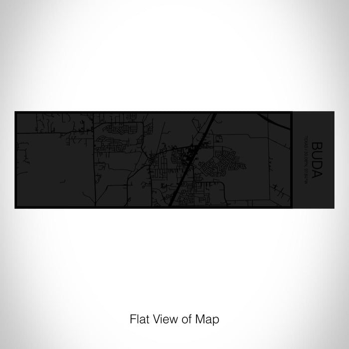 Rendered View of Buda Texas Map on 10oz Stainless Steel Insulated Cup in Matte Black with Sliding Lid