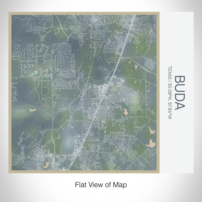 Rendered View of Buda Texas Map on 17oz Stainless Steel Insulated Tumbler in Afternoon Map Style