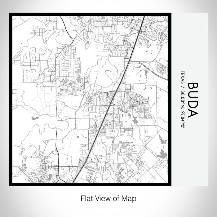 Rendered View of Buda Texas Map on 17oz Stainless Steel Insulated Tumbler in Classic Map Style