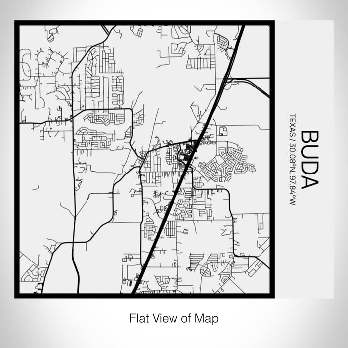 Rendered View of Buda Texas Map on 17oz Stainless Steel Insulated Tumbler in Matte White with Tactile Lines