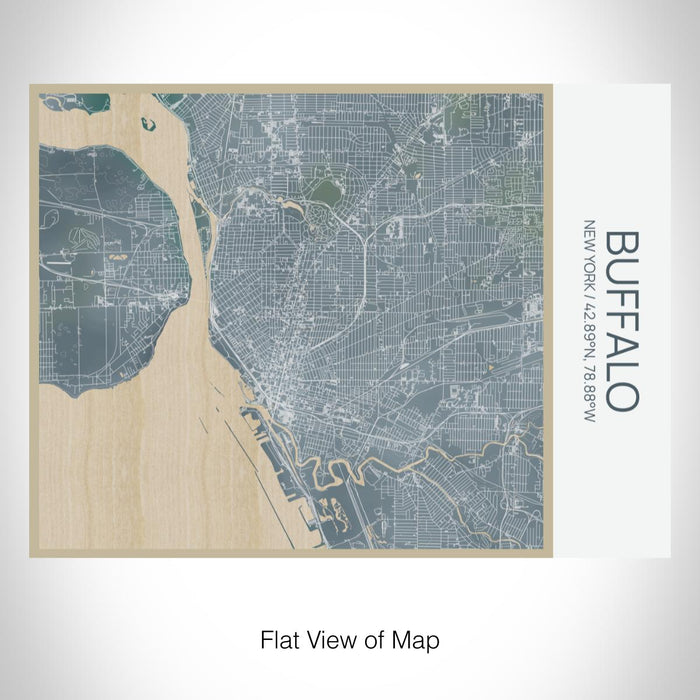 Rendered View of Buffalo New York Map on 20oz Stainless Steel Insulated Bottle with Bamboo Top with printed afternoon style map