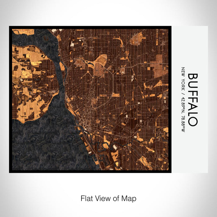 Rendered View of Buffalo New York Map on 20oz Stainless Steel Insulated Bottle with Bamboo Top with printed ember style map