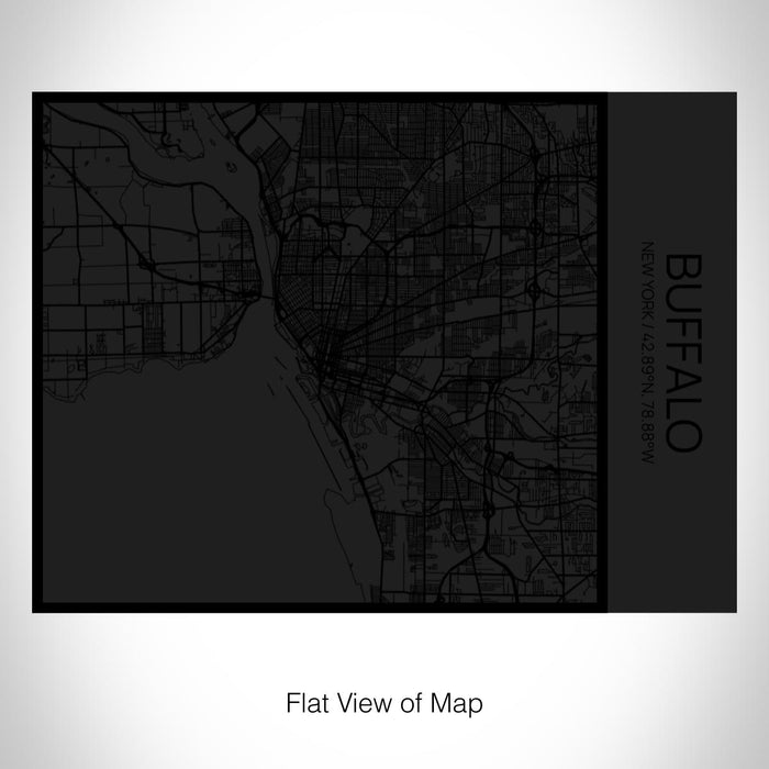 Rendered View of Buffalo New York Map on 20oz Stainless Steel Insulated Bottle with Bamboo Top in Matte Black with printed Tactile Lines Map in Black