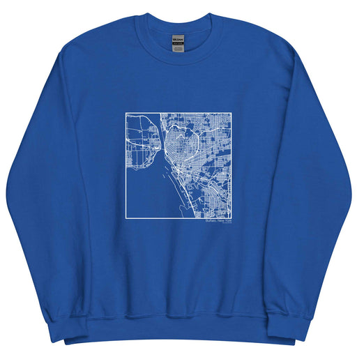 Buffalo New York  Map Unisex Crewneck Sweater with City inscription in Royal Blue