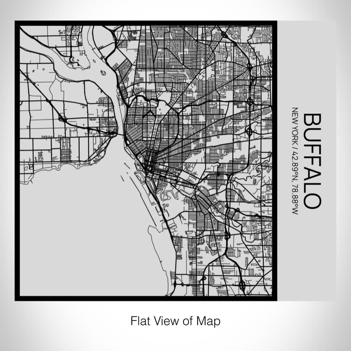 Rendered View of Buffalo New York Map on 17oz Stainless Steel Insulated Tumbler in Tactile Lines with Succulent in Background